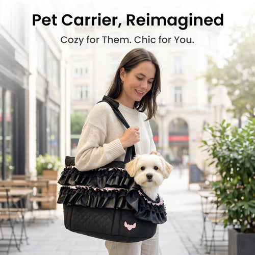 Noir Ruffle Pet Carrier