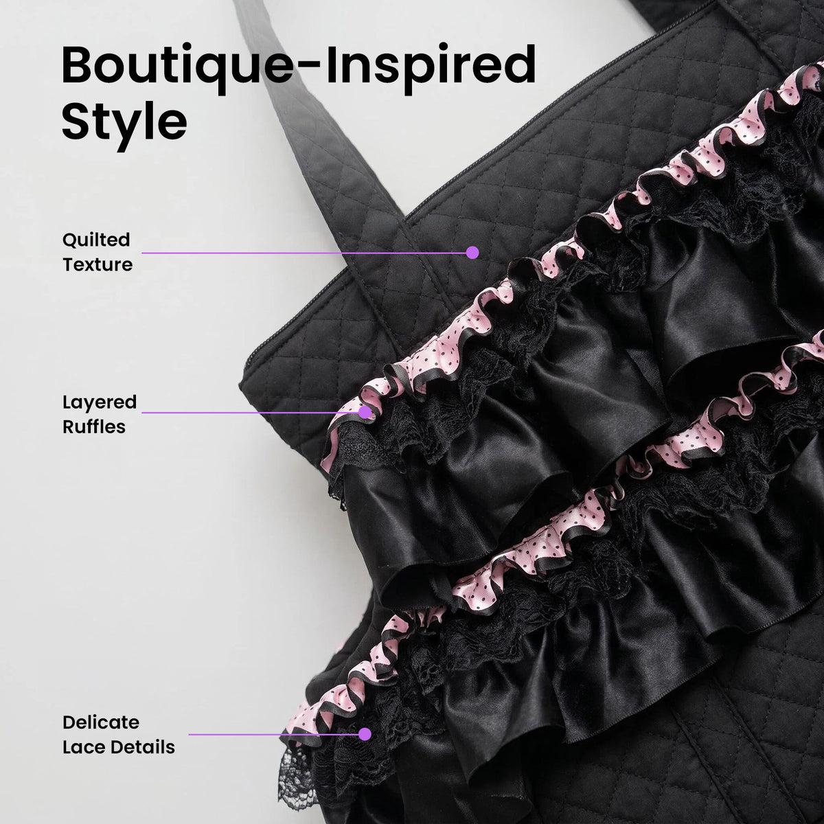 Noir Ruffle Pet Carrier