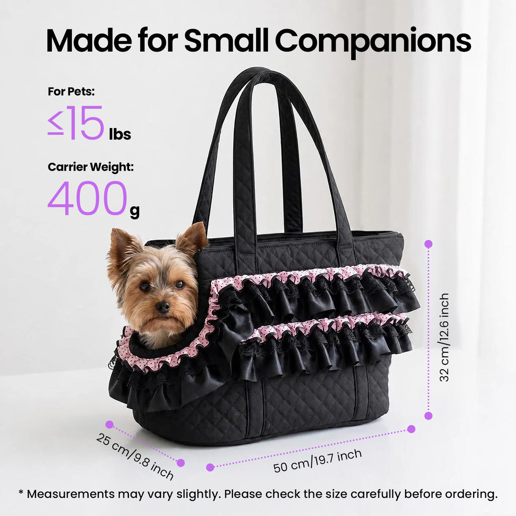 Noir Ruffle Pet Carrier