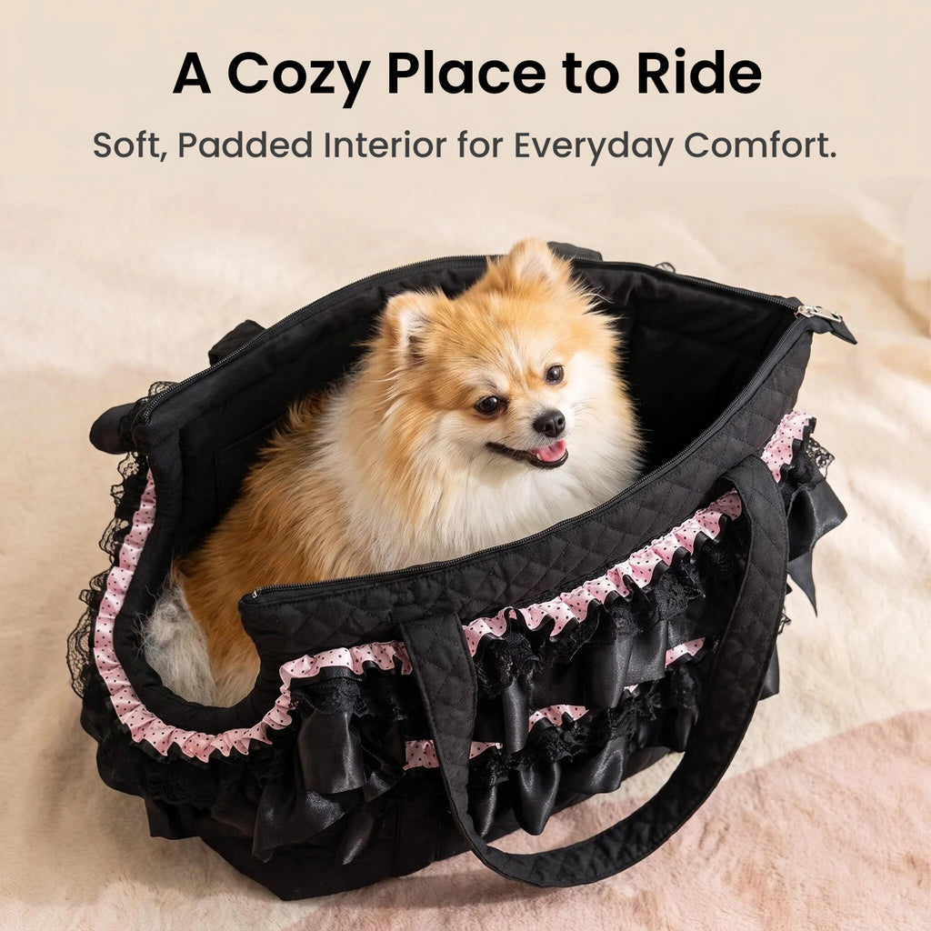 Noir Ruffle Pet Carrier