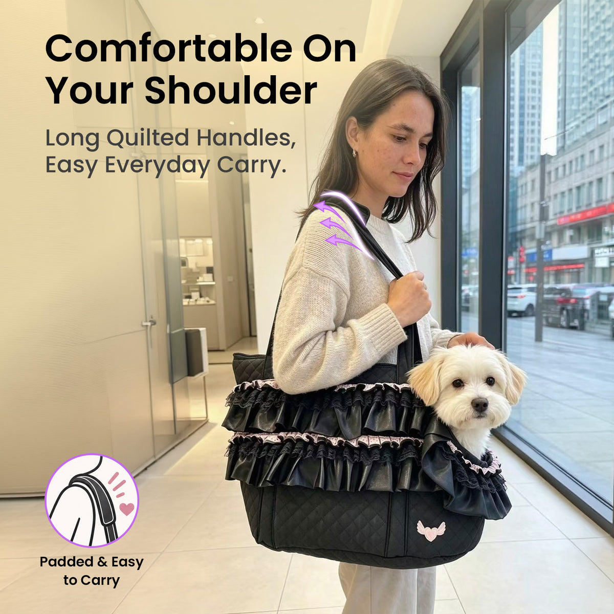 Noir Ruffle Pet Carrier