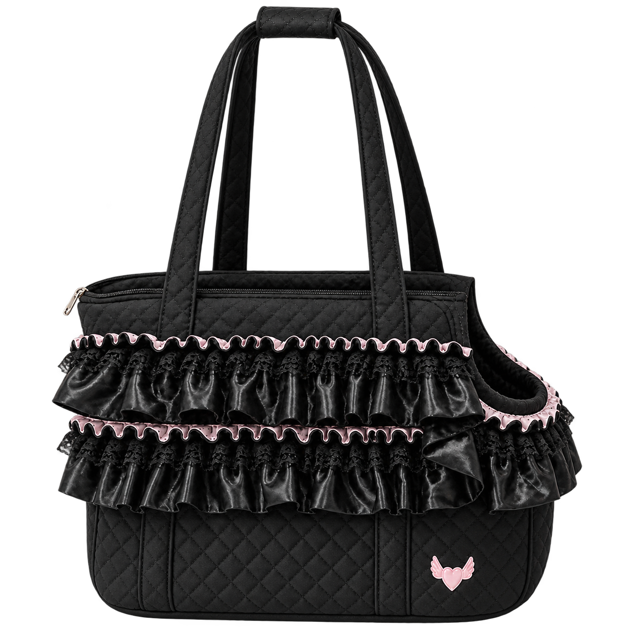 Noir Ruffle Pet Carrier front preview